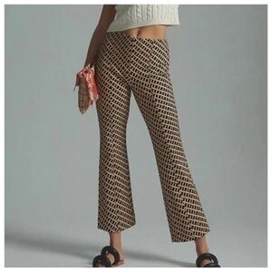 Anthropology Maeve Black and Tan Geometric Flare Pants